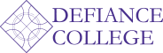Diamond shape containing semi-circles next to the words Defiance College